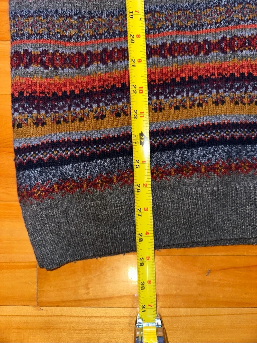 Weatherproof Fair Isle Lambswool Blend Sweater Mens XL Blue V Neck Knit 90s